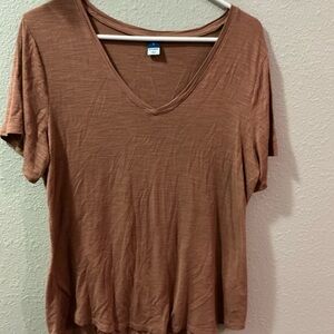 Old Navy Women's Tan V-Neck Tee